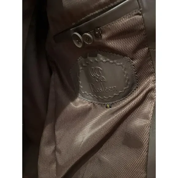 rosleen, genuine brown leather jacket, Shoulder Pads, size M - Picture 7 of 8